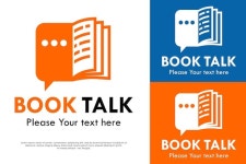 Flat book talk logo design concept vector illustration symbol icon | Premium Vector