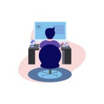 인식 할 수없는 사람이 사무실에서 컴퓨터를 사용하여 | 무료 사진