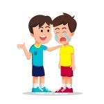 함께 서서 웃고 행복 두 친구 | 프리미엄 벡터