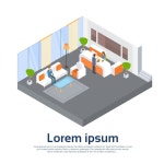 아이소 메트릭 부엌에서 일하는 요리사와 웨이터 | 무료 벡터