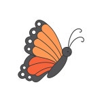 나비 벡터 일러스트 레이 션 귀여운 동물 | 프리미엄 벡터