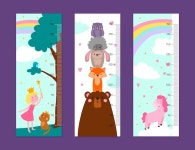 어린이를위한 만화 신장 측정기 | 무료 벡터