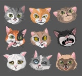 Set of funny cartoon cats | Premium AI-generated vector
