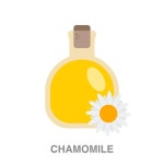 에센셜 오일과 카모마일 꽃 화장품 오일 아로마 테라피 팅크 약 약국 병 | 프리미엄 벡터