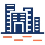 인공지능과 높은 건물 아이콘 | 프리미엄 AI 생성 벡터