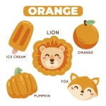 주황색 개체와 어휘 세트 영어 | 무료 벡터