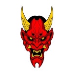 Premium Vector | Cool demon mask