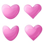 게임 하트 모바일 2D 게임에 대한 사탕 UI 하트의 만화 자산 귀여운 광택 하트 인터페이스 아이콘 사랑과 영웅 생활 수준 기호 벡터 격리 세트... 