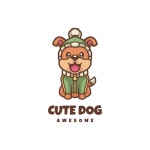 Cute dog wearing cap logo vector mascot character cartoon illustration eps10 | Premium AI-generated vector