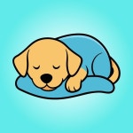 귀여운 강아지 잠자는 만화 벡터 아이콘 그림 | 프리미엄 벡터