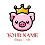 Pig King Logo Template Design Vector | 프리미엄 벡터