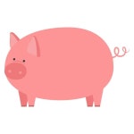 Pig icon pink farm animal in polygonal style | Premium Vector