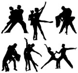 춤추는 사람들의 실루 터 작업 | 프리미엄 벡터