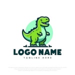 공룡 만화 로고 디자인 | 프리미엄 벡터
