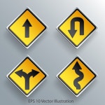 방향 교통 표지 | 프리미엄 벡터