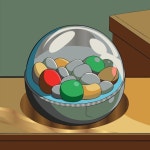 A drawing of a bowl of pills on a table | Premium Vector