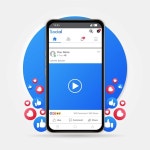 스마트폰과 이모티콘에 소셜 미디어 모형의 전화 | 프리미엄 PSD 파일