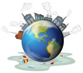 구체 지구에 건물 삼백육십도 | 무료 벡터