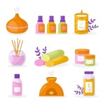 그린 된 아로마 테라피 요소 집합 | 무료 벡터