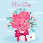 플랫 로즈 데이 인사말 카드 컬렉션 | 무료 벡터