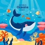 손으로 그린 세계 바다의 날 그림 | 무료 벡터