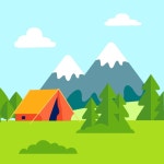 녹색 숲 사이의 빈터 | 프리미엄 벡터