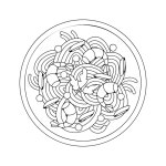 Japchae korea or korean cuisine traditional food isolated doodle hand drawn sketch with outline style | Premium Vector