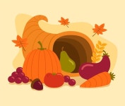 손으로 그린 평면 풍요의 뿔 그림 | 무료 벡터