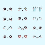 Hand drawn kawaii face collection | Free Vector