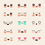 손으로 그린 귀여운 얼굴 컬렉션 | 무료 벡터