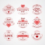 해피 발렌타인 데이 인사말 카드 세트 | 프리미엄 벡터