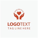 터 패밀리 헬스케어 로고 디자인 드 케어 로고 설계 템플릿 두 손 손바닥을 올려 | 프리미엄 벡터