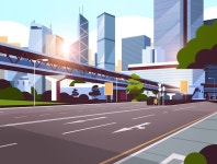 Highway flyover in modern city | Free Vector
