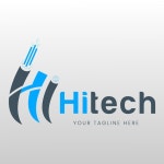 하이텍 로고 디자인 | 프리미엄 벡터