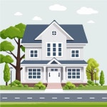 숲속의 빨간집 | 프리미엄 사진