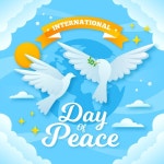International peace day cartoon illustration to create prosperous in the world in flat style design | Premium Vector