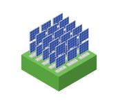 재생 가능한 태양광 광전 발전소 공장 | 프리미엄 벡터