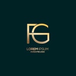 Letter fg logo luxury gold color template | Premium Vector