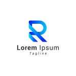 게임 회사의 리얼 스테이트 스타트업 비즈니스를 위한 R 글리디언트 터 로고 디자인 템플릿 | 프리미엄 벡터