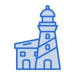 등대 블루 톤 일러스트레이션 | 프리미엄 벡터