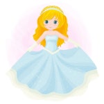 파란색 긴 드레스 신데렐라 | 무료 벡터