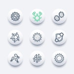 Premium Vector | Microbe, virus and bacteria vector line icons