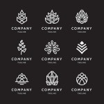 최소한의 추상 소나무 콘 로고 | 프리미엄 벡터