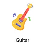 Musical instrument, flat icon of guitar | Premium Vector