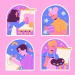 나이브 노래방 스티커 세트 | 무료 벡터