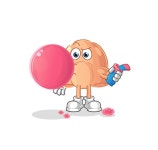 Avocado stone chewing gum vector cartoon character | Premium Vector