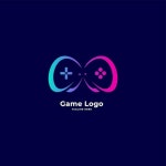 Video game logo template with joystick | Premium Vector