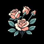 아름다운 장미 만화 터 아트 문신 스타일 | 프리미엄 벡터
