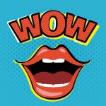 Sexi female mouth with wow expression pop art style. | Premium Vector