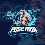 포세이돈 마스코트 esport 게임 로고 디자인 | 프리미엄 벡터